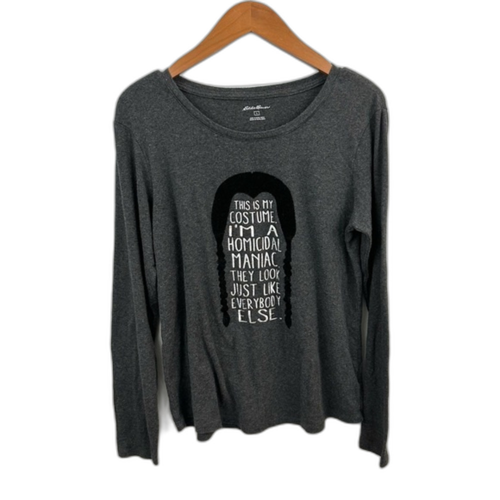 Eddie Bauer Wednesday Adams Grey Long Sleeve Tee Size Large Casual